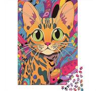 Colorful Cat Art_3 Jigsaw Puzzles 1000 Piece Recycled Paper Puzzle for Adults Jigsaw Puzzle Difficult Challenging Family Game Festivals Birthday Gifts 70x50cm/1000pcs