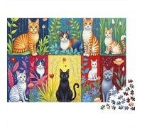 Colorful Cat Art Prints 1000 Pieces Jigsaw Puzzles Engaging Home Decoration Cats in Colorful Room Jigsaw Puzzle Beautiful Decoration for Adults & Families 70x50cm/1000pcs