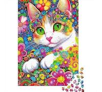 Colorful Cat Art Thick Cardboard Jigsaw Puzzle Bundle Family Puzzle Lovers Stress Relief Puzzle for Couple Puzzle Partners 70x50cm/1000pcs