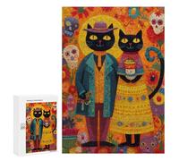 Colorful Cat Couple Art Print Puzzle 1000 Teile Schwer Puzzle Spielzeug Lernspiel Impossible Herausforderungsspielzeug Für Erwachsene Kinder 300 PCS