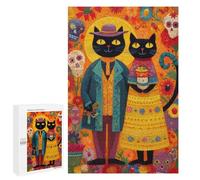 Colorful Cat Couple Art Print Puzzle 1000 Teile Schwer Puzzle Spielzeug Lernspiel Impossible Herausforderungsspielzeug Für Erwachsene Kinder 1000 PCS