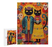 Colorful Cat Couple Art Print Puzzle 1000 Teile Schwer Puzzle Spielzeug Lernspiel Impossible Herausforderungsspielzeug Für Erwachsene Kinder 500 PCS