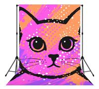 Colorful Cat Face Backdrop for Photography,5x7ft Backdrop Picture Back Drop Banner Personalized Photo Backdrops Curtain for Fireplace Home Decoration Newborn Birthday Wedding Party