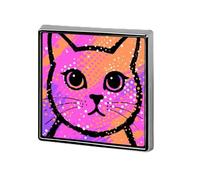 Colorful Cat Face Brooch Pin, Unisex Square Lapel Pin for Men & Women, Elegant Metal Badge for Hats Jackets Shirts, Versatile Fashion Accessory