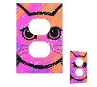 Colorful Cat Face Wall Plate Cover Modern Decorative 1 Gang Light Switch Cover Unbreakable Receptacle Outlet Covers For Living Room Bedroom Home Decor Duplex