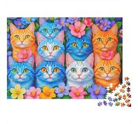 Colorful Cat Faces_1 1000 Pc Eco-Friendly Paper Premium Jigsaw Puzzle for Kids Puzzle Beginners, Ultra Difficult Puzzle, After-school Puzzle Activity, Puzzle 52x38cm/1000pcs