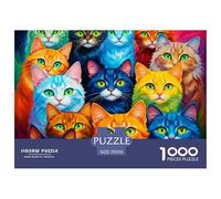 Colorful Cat Faces Durable Thick Paper Interesting Brain Challenge, Perfect for Adults Looking for Relaxing Hobby at Home 70x50cm/1000pcs