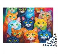 Colorful Cat Faces Family Puzzles 1000 Pieces of Eco-friendly Board Jig Saws for Cognitive Development Puzzle As Indoor Leisure Puzzle 52x38cm/1000pcs
