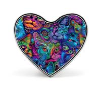 Colorful Cat Faces Heart Shaped Pin Brooches Metal Badge