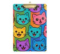 Colorful Cat Faces Pattern Clipboards Bulk Hard Board For Teacher Class Materials Basic Size 9x12