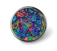 Colorful Cat Faces Round Badge Identity Pin Button Badge