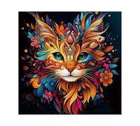 Colorful Cat Flower Puzzle 1000 Pieces for Adults, Kitten Magic Mandala Animals Jigsaw Puzzle, Fantasy Art Plant Puzzles