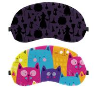 Colorful Cat Geads Blue Rosy Purple Yellow 2-Pack Light-Blocking Soft Breathable Eye Masks Sleep Mask Eye Patch