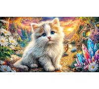 Colorful-cat-in-cosmic-dream Jigsaw Puzzle 1000 Pieces Impossible Hard Difficult Educational Games for Adults Kids Great Gift Idea for Relaxation 38x26/1000pcs