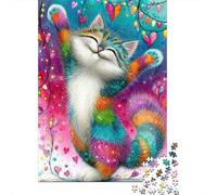 Colorful Cat Joy 1000 Pc Eco-Friendly Paper Premium Jigsaw Puzzle for Adults Decompression Educational Game Wall Decoration And Gifts 70x50cm/1000pcs