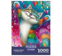 Colorful Cat Joy 1000 Puzzles Adults Puzzle Adults Puzzle Puzzle Game Home Decoration Decompression 38x26cm/1000pcs