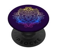 Colorful Cat Mandala Yoga Meditation Cats PopSockets Adhesive PopGrip