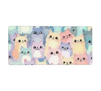 Colorful Cat Mouse Mat Cute Kitten Gaming Mouse Pad with Stitched Edges Non-Slip Large Desk Mat for PC Laptop Office Home Gamer 900x400x3mm Keyboard Mousepad