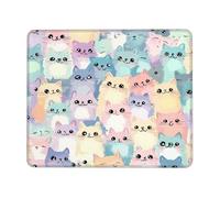 Colorful Cat Mouse Pad Cute Kitten Gaming Mouse Mat with Stitched Edges Non-Slip Rubber Base Mousepad for for PC Laptop 24x20