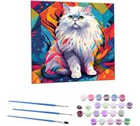 Colorful Cat Paint by Numbers for Adults, DIY Acrylic Paint by Numbers Kits for Beginne Oil Painting, with Brushes Painting by Number Kit for Adults kids Gifts Home Decor 12x12 inch (Frameless) Z-73