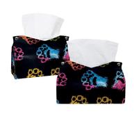 Colorful Cat Paw Dog Paws Tissue Box Cover, Rectangular Tissue Holder Decorative Facial Napkin Dispenser for Bathroom Kitchen Coffee Table Car