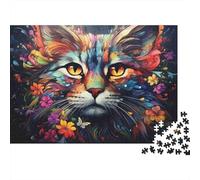 Colorful Cat Portrait_1 1000 Pc Premium Cardstock Jigsaw Puzzle for Couple Partners, Concentration Training, Indoor Leisure, Perfect Housewarming Gift 38x26cm/1000pcs