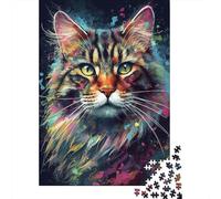 Colorful Cat Portrait Thick Cardboard Jigsaw Puzzle Bundle Family Puzzle Lovers Stress Relief Puzzle for Couple Puzzle Partners 52x38cm/1000pcs