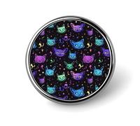 Colorful Cat Round Brooch Pin Badge Lapel Tie Pin for Women Men Office Worker Teacher Decor