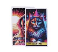 Colorful Cat Tarot Deck, 78 Pieces Fortune Reading Cards, 10.3x6cm Illustrated Paper Set with English Guide, Cute Cat Oracle Cards with Vibrant Style, Divination Tools for Family Games