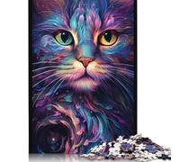 Colorful Cat with Big Eyes Jigsaw Puzzles 500 Pieces for Adults Jigsaw Puzzles for Adults 500 Piece Puzzle Educational Games-Puzzle 500pcs (52x38cm)