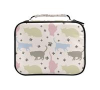 Colorful Cat with Footprint Colored Pencil Bag Large Capacity Pencil Case for Colouring Pencils Pen Bag Marker Organizer
