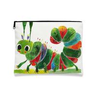Colorful Caterpillar Makeup Bag, Cute Travel Bag for Kids, Small Portable Canvas Zipper Bag, Birthday Gift, green, 7x9 Inch, Caterpillar