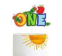 Colorful Caterpillar One Year Old Cake Topper - Hungry Caterpillar First Birthday Cake Decor - Children's Story Theme 1st Birthday or Baby Shower Party Decorations