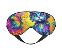 Colorful Cats and Butterflies Print Sleep Mask with Adjustable Strap, Comfortable Eye Cover for Travel, Yoga, Napping, Sleeping & Relaxation