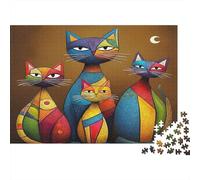 Colorful Cats Art Jigsaw Puzzle for Adults 1000 Piece Jigsaw Puzzle Geometric Pattern Relaxing Gift Home Decor 70x50cm/1000pcs