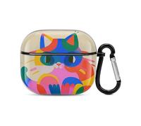 Colorful Cats Bluetooth Earbuds Case Cover Full Body Shockproof Protection Hard Case Support Wireless Charging with Keychain Personalized Gift for AirPods 3