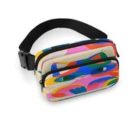 Colorful Cats Fanny Pack Belt Bag with Adjustable Strap Fashion Waist Bag for Outdoor Sports Hiking, white, 20x13cm, Full Printed Waist Bag