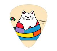 Colorful cats printed guitar picks, 12-piece set with thin, medium, and thick styles, comes with a storage case