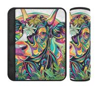 Colorful Cattle carseat Strap Covers,Release Stress to Your Neck and Shoulders,car seat Cover pad for Truck Auto Most Cars Protector para cinturón de carro 2 pcs