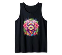 Colorful Cavapoo Floral Pop Art Dog Tank Top