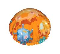 Colorful cell bodies One Size Double-layer shower cap prevents hair from getting tangled during showering and skincare.