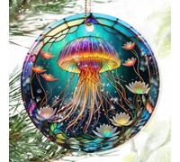 Colorful Ceramic Jellyfish Christmas Ornament, Jellyfish Ornaments for Christmas Tree, Holiday Decorations, Christmas Decor, Gifts for Jellyfish Lovers, Christmas Ornament Gift Ideas (jellyfish)
