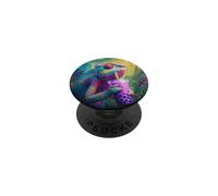 Colorful Chameleon Drinking Boba Tea In Jungle PopSockets Adhesive PopGrip