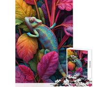 Colorful Chameleon in Vibrant Foliage Jigsaw Puzzles 1000 Pieces for Adults Peaceful Calm Stress Relief Mindful Peaceful Leisure Game (38X52cm)