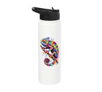 Colorful Chameleon Lizard Lover Stainless Steel Insulated Water Bottle