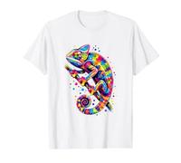 Colorful Chameleon Lizard Lover Value Graphic T-Shirt, Men, White, M