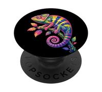 Colorful Chameleon Lizard Lover wildflower reptiles PopSockets Adhesive PopGrip
