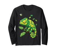 Colorful Chameleon Made from Bricks on Jungle Branch Long Sleeve T-Shirt