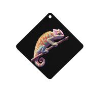 Colorful Chameleon on Branch 1 PCS Car Air Freshener Hanging Aromatherapy Tablets Automotive Ornament for Auto Room Bathroom Bedside Rhombus