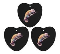 Colorful Chameleon on Branch 3 PCS Car Air Freshener Hanging Aromatherapy Tablets Automotive Ornament for Auto Room Bathroom Bedside Love form